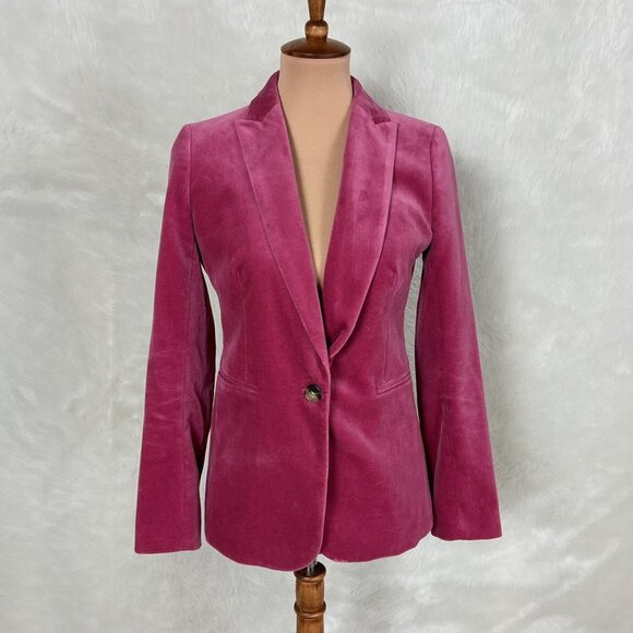 J. Crew Begonia Pink Velvet Parke Blazer 2 - Picture 1 of 8